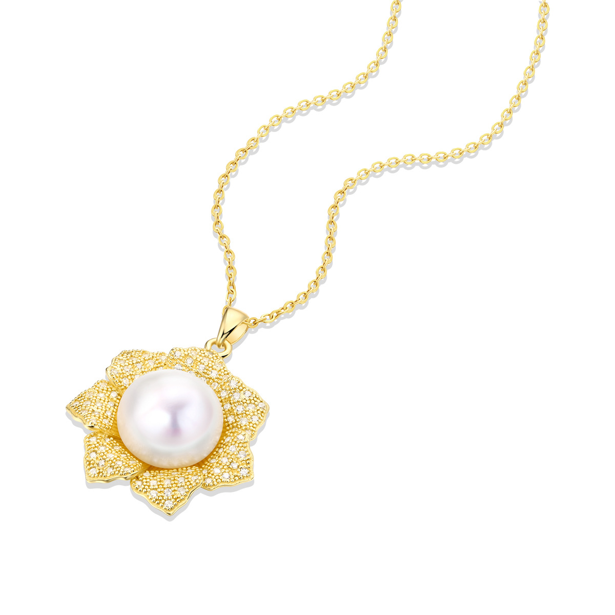 18K Gold Plated Freshwater Pearl Sterling Silver Necklace