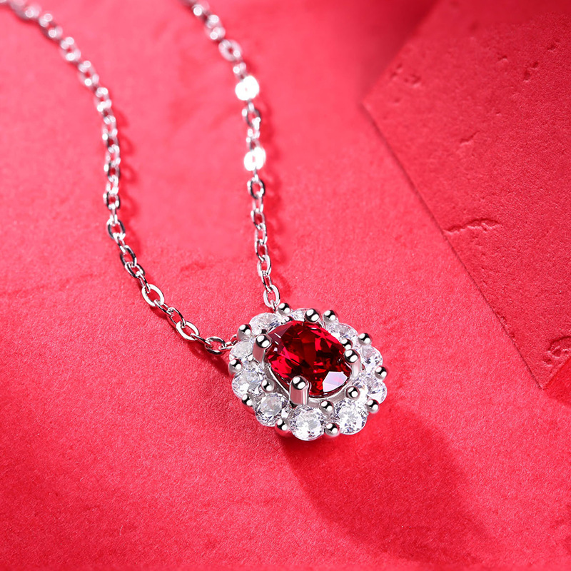 Platinum Ruby Inlaid Treasure Heart Sterling Silver Necklace