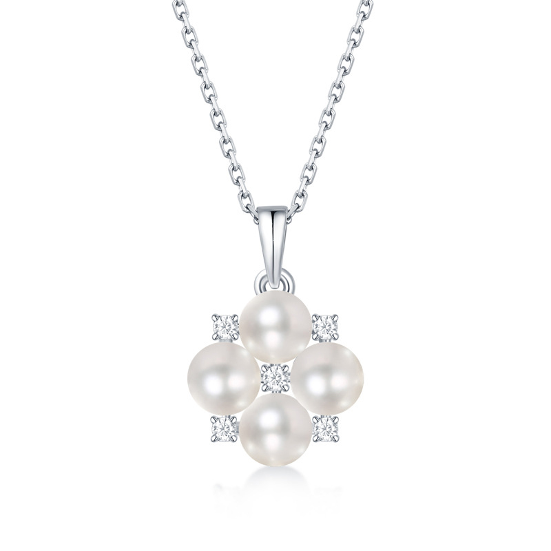 Inlaid Freshwater Pearl Sterling Silver Necklace