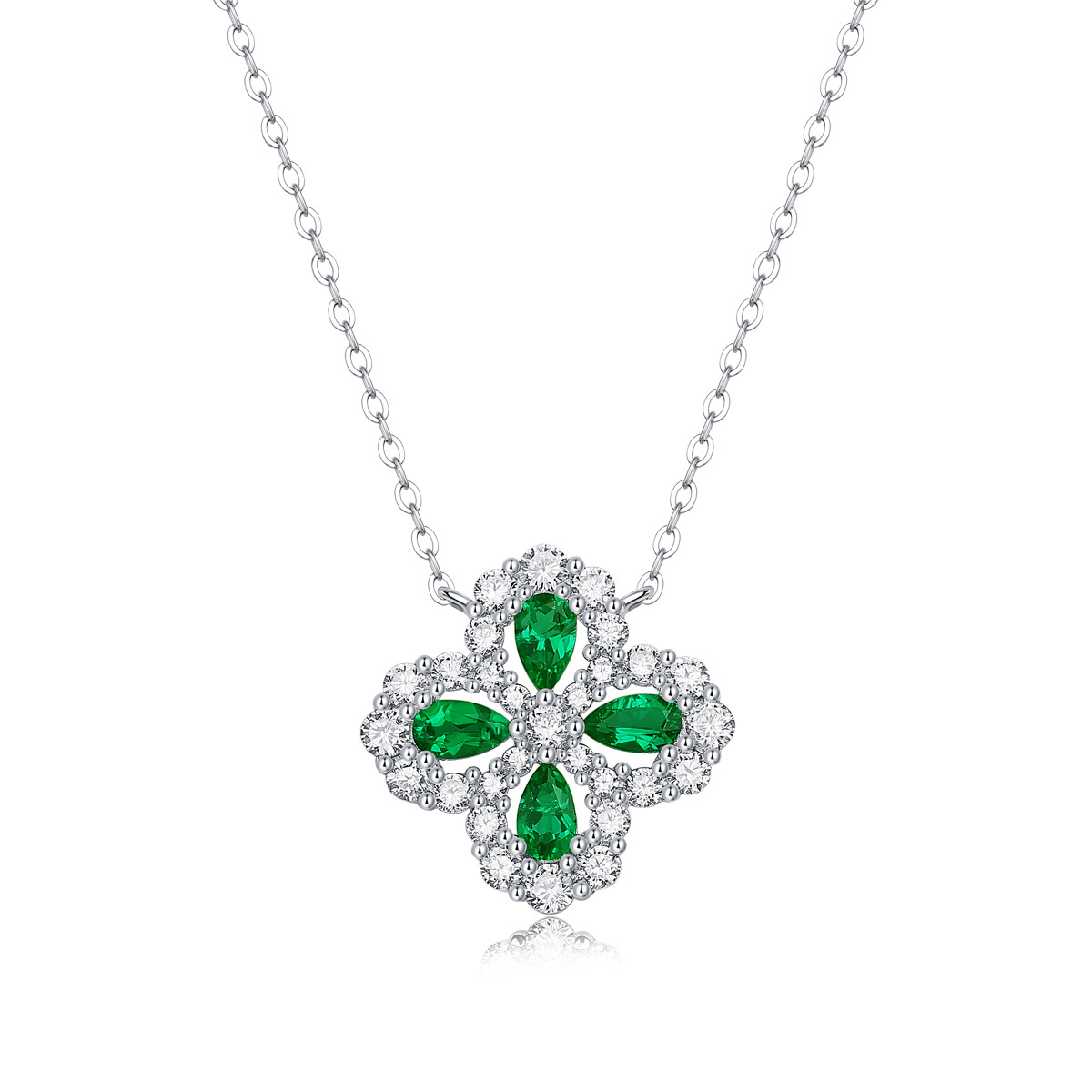 Green Emerald Sterling Silver Necklace