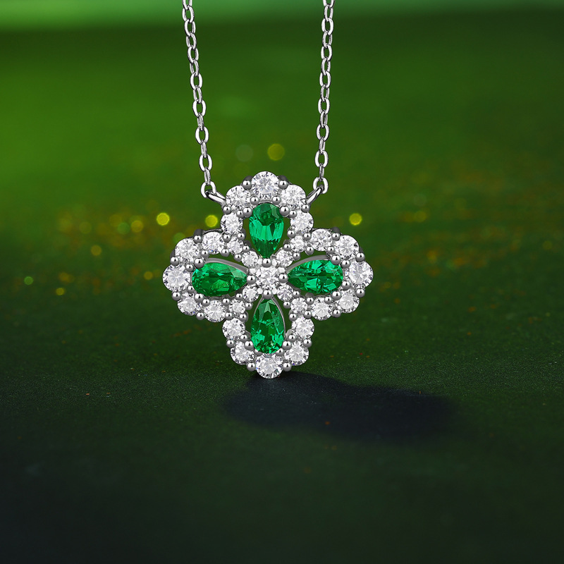 Green Emerald Sterling Silver Necklace