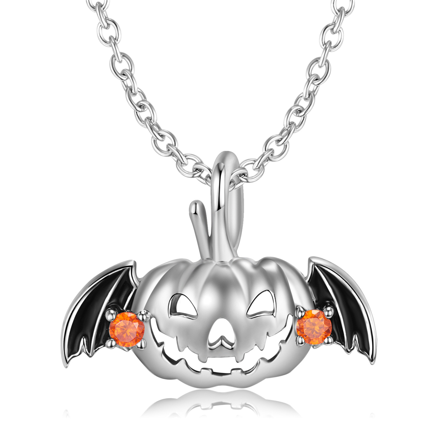 Drop hollow Flying Pumpkin Sterling Silver Pendant Necklace