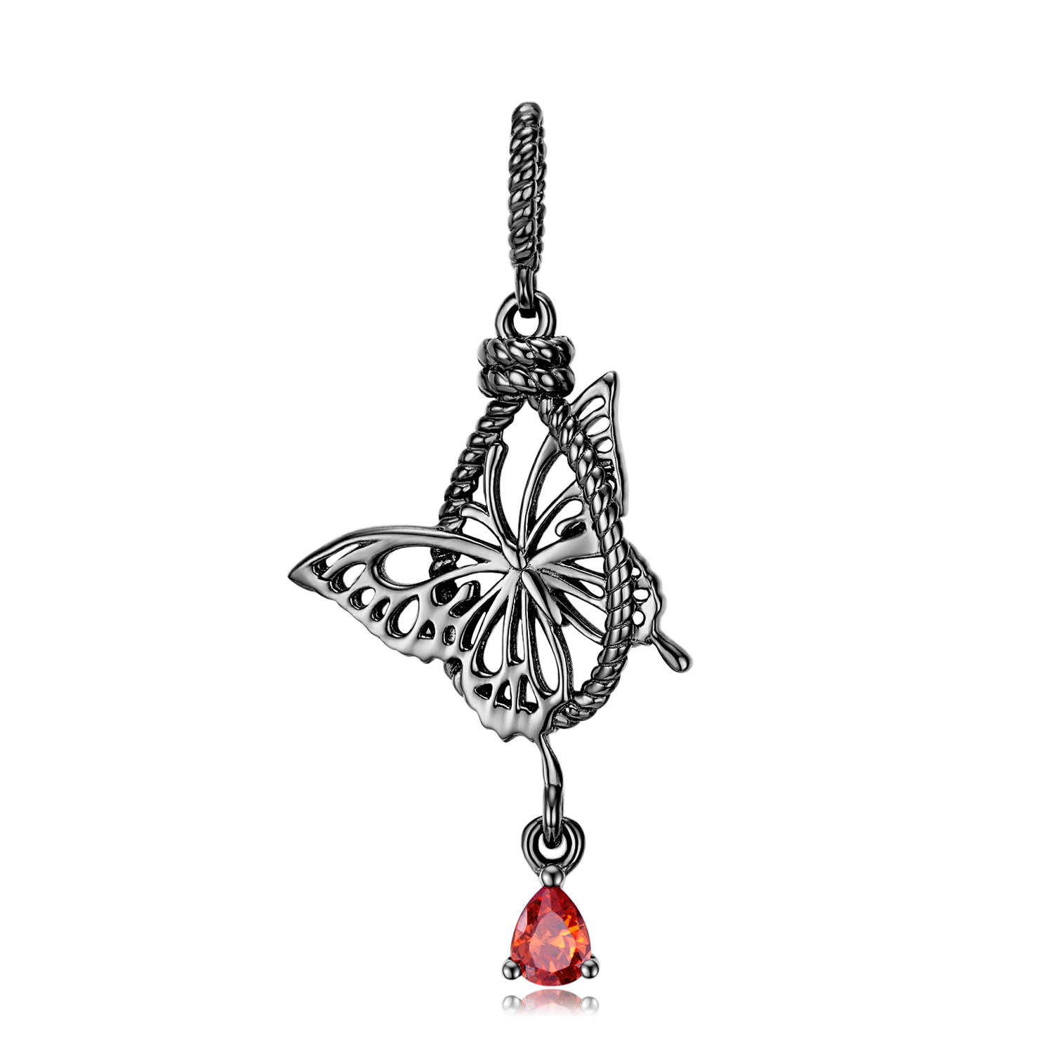 Halloween Butterfly Sterling Silver Pendant Necklace