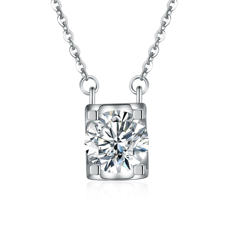 1 Ct Moissanite Diamond Sparkling Sterling Silver Necklace