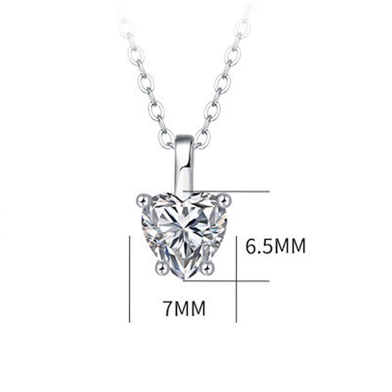1 Ct Moissanite Diamond Heart Sterling Silver Necklace