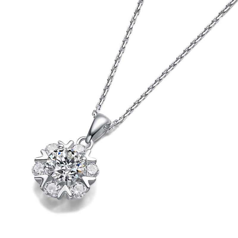 1 Ct Moissanite Diamond Romantic Snow Sterling Silver Necklace