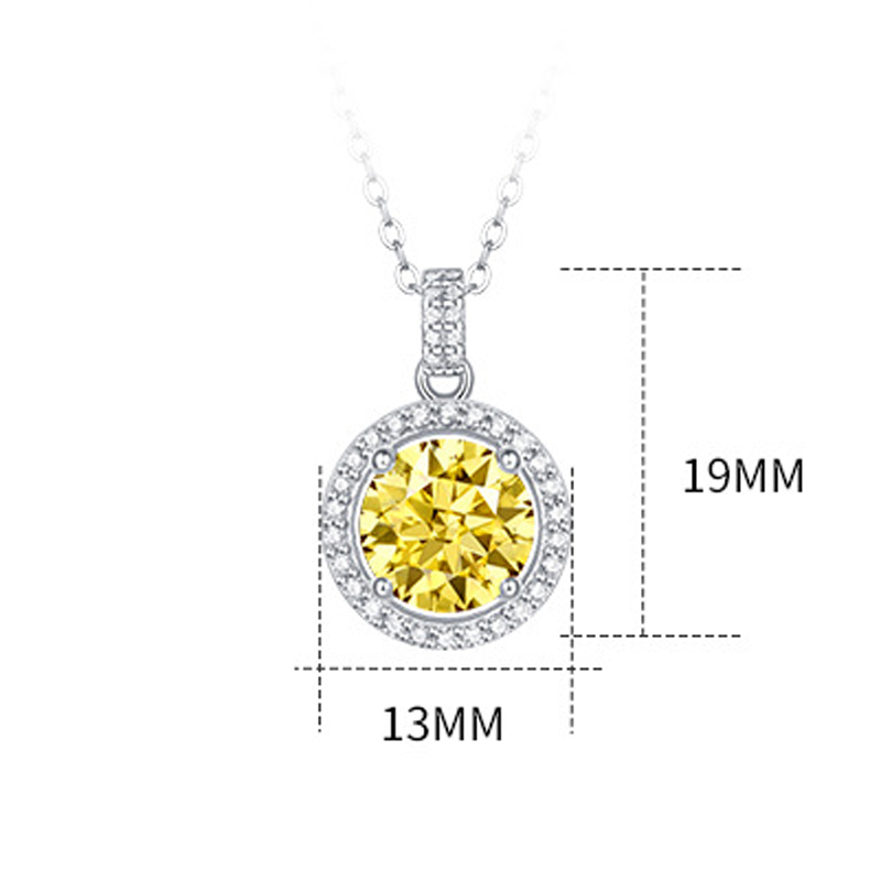 1 Ct Yellow Moissanite Sparkling  Sterling Silver Necklace