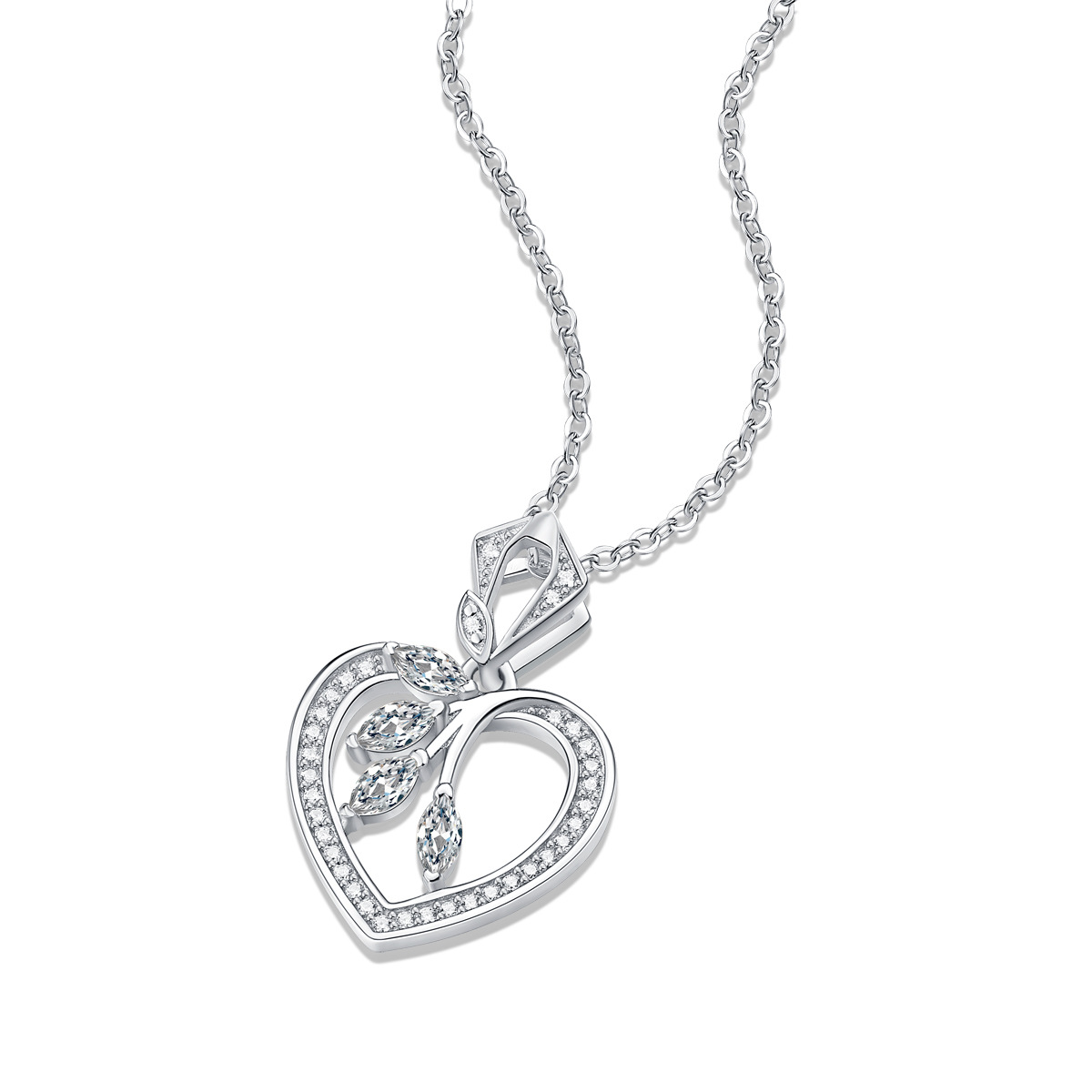 .4 Ct Moissanite Heart Sparkling  Sterling Silver Necklace