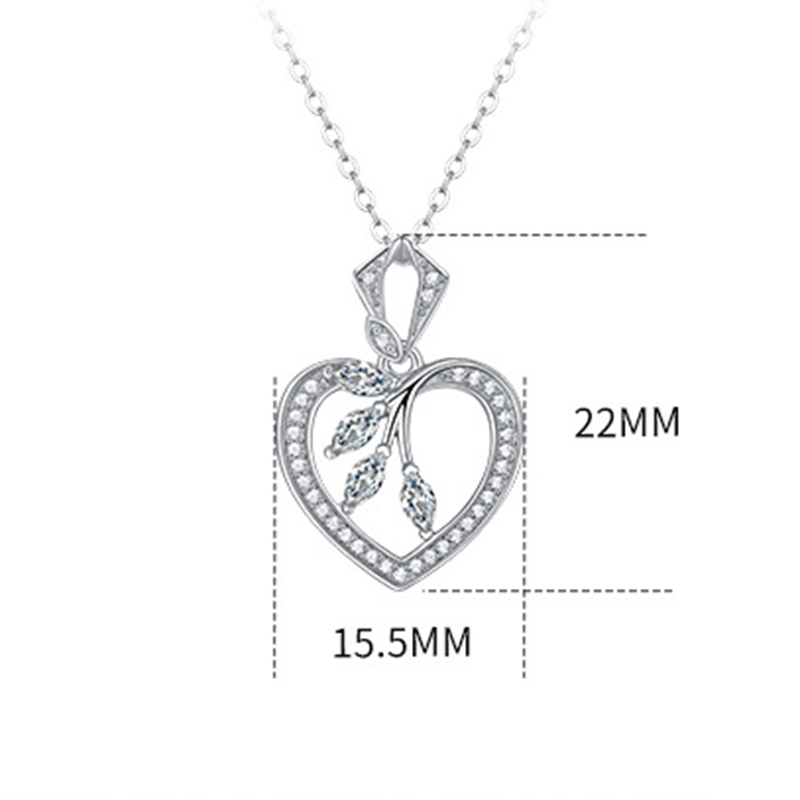 .4 Ct Moissanite Heart Sparkling  Sterling Silver Necklace