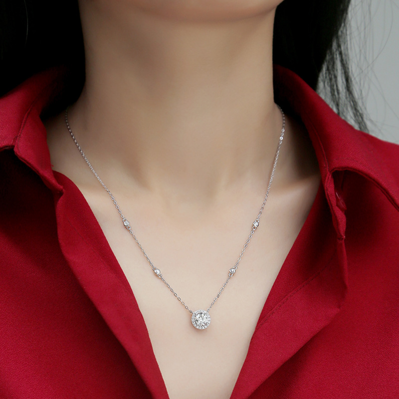 1 Ct Mosson Diamond Starlight Pendant Clavicle Chain Pendant Necklace