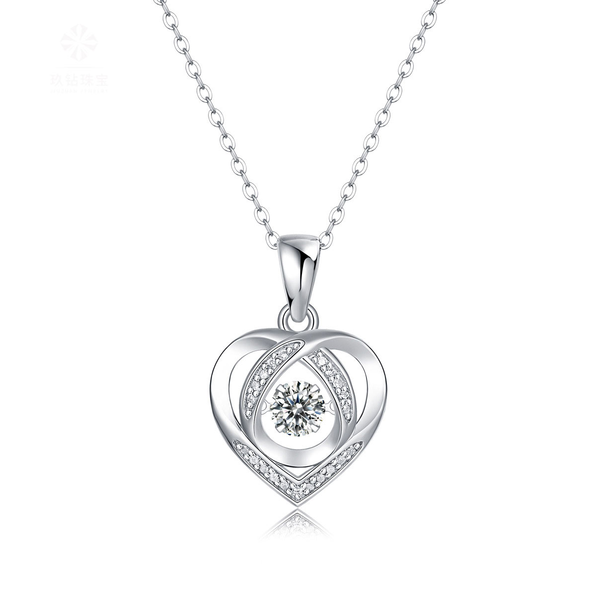 0.5 Ct Moissanite Heart Sterling Silver Pendant Necklace