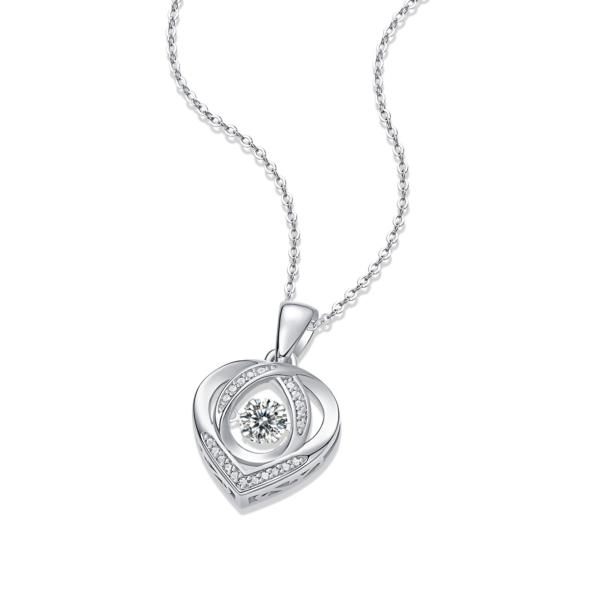 0.5 Ct Moissanite Heart Sterling Silver Pendant Necklace