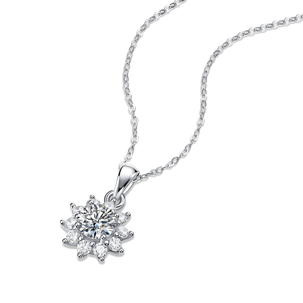 1Ct Moissanite Snowflake Sterling Silver Necklace