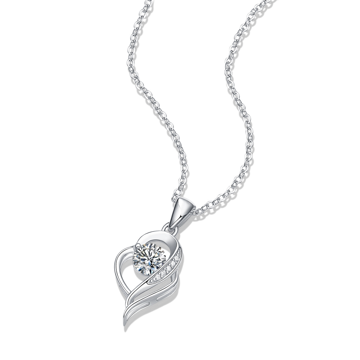 1Ct Moissanite Heart Diamond Sterling Silver Necklace