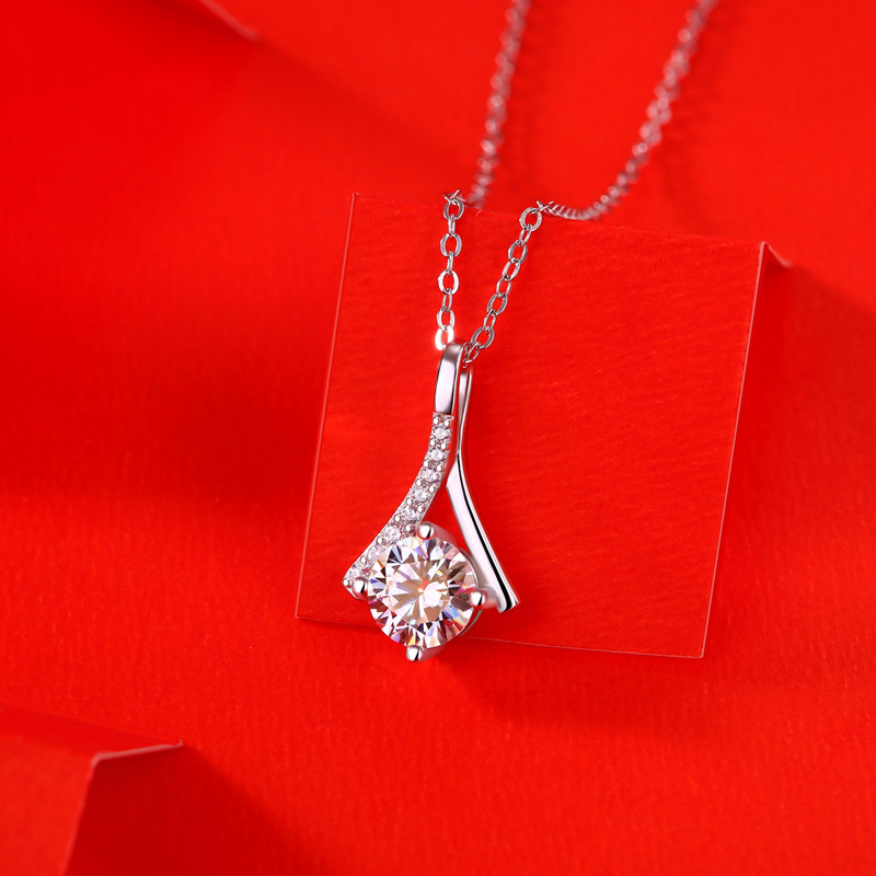 1Ct Square Moissanite Sterling Silver Necklace