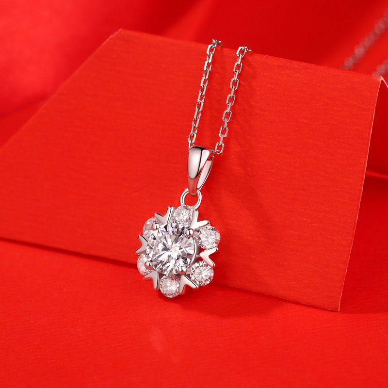 5Ct Moissanite Romantic Snowflake Sterling Silver Necklace