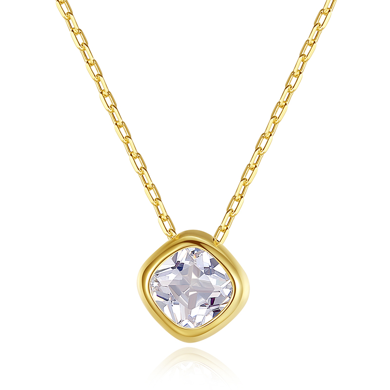 18K Gold Plated Cz Pendant Sterling Silver Necklace