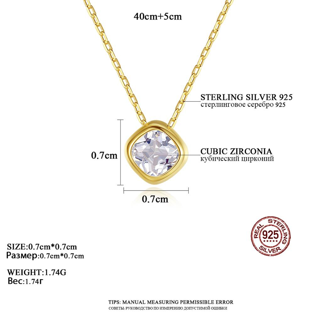 18K Gold Plated Cz Pendant Sterling Silver Necklace