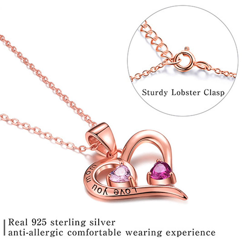 Mother'S Day Love Cz Sterling Silver Pendant Necklace