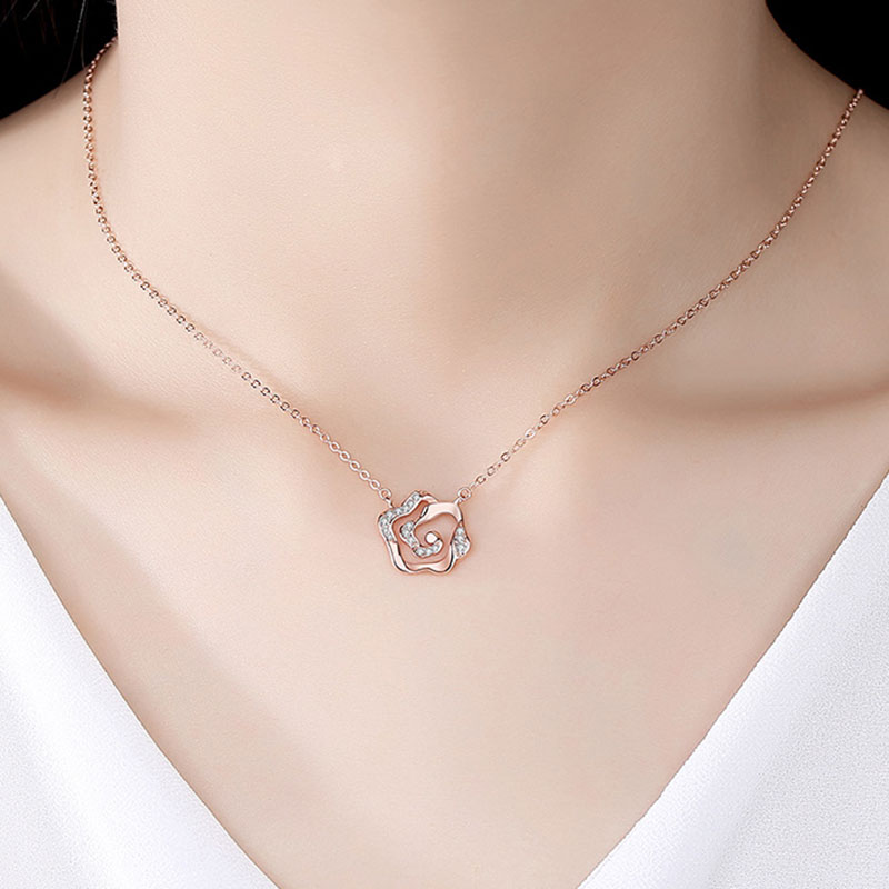 Carnation Rose Pendant Sterling Silver Necklace