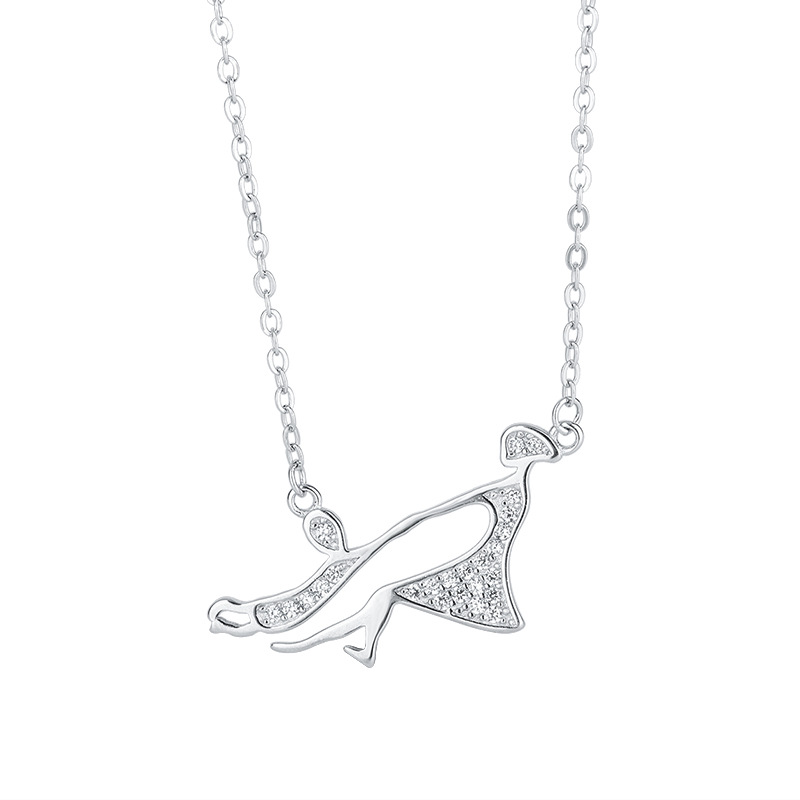 3A Cz Studded Mother And Child Sterling Silver necklace