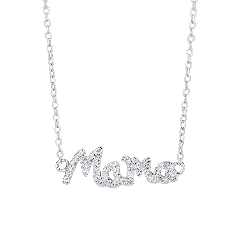 Cz Mama pendant Sterling Silver Necklace