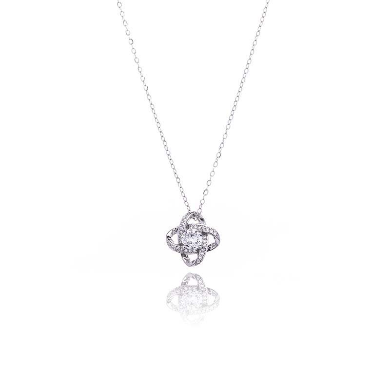 Cz White Gold Pendant Sterling Silver Necklace