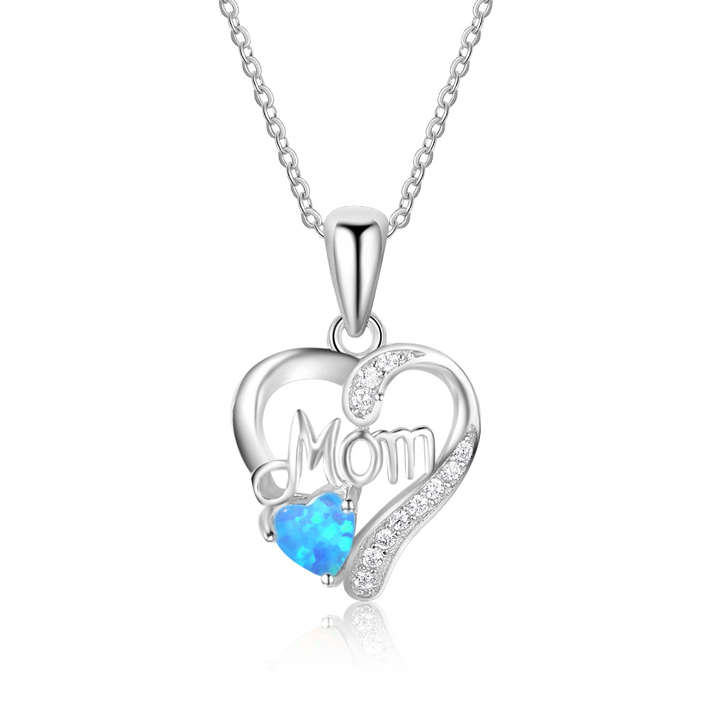 Mom Double Heart Pendant Sterling Silver Necklace