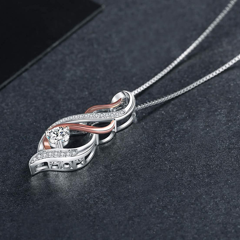 Double Heart Sterling Silver Pendant Necklace