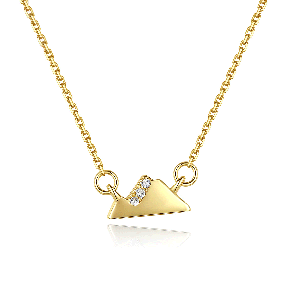 14K Gold Platted Snow Moumtain Cz Sterling Silver Necklace