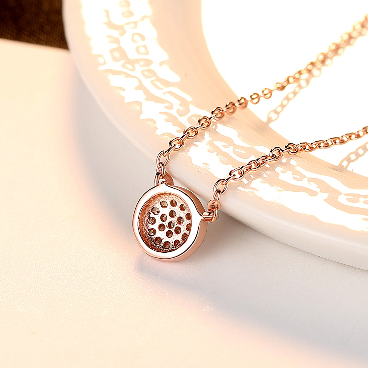 Rose Gold Plated Sterling Silver Pendant Necklace