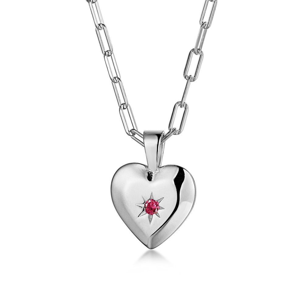 Cz Personality Peach Heart Smooth Sterling Silver Pendant