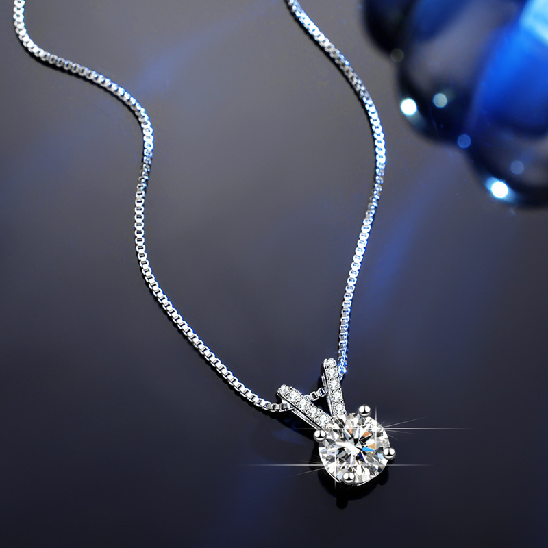 Cz V-Shaped Sterling Silver Necklace