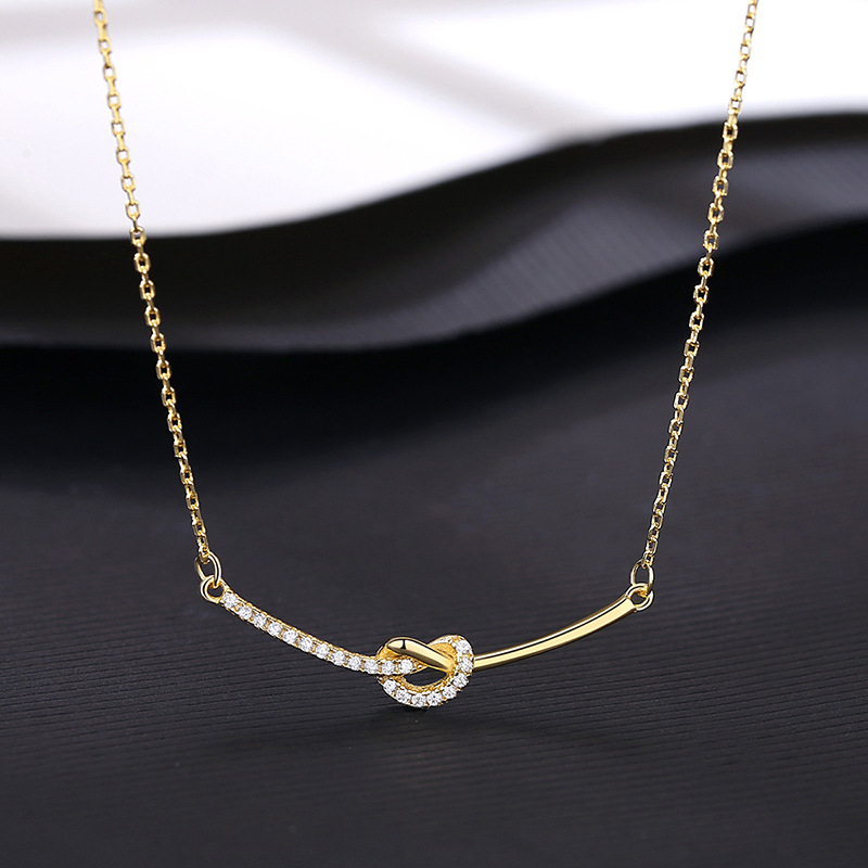 Cz 14K Gold Plated Vintage Knot Wrapped Sterling Silver Necklace