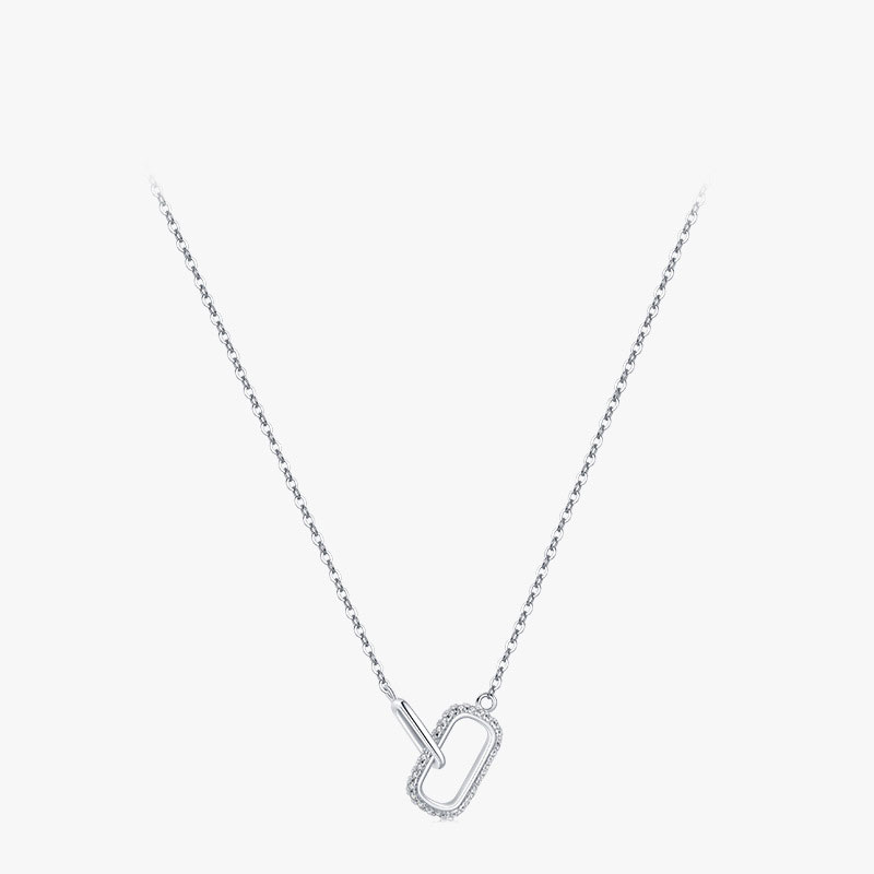 Cz Rhodium Plated Simple Cross Chain Sterling Silver Necklace