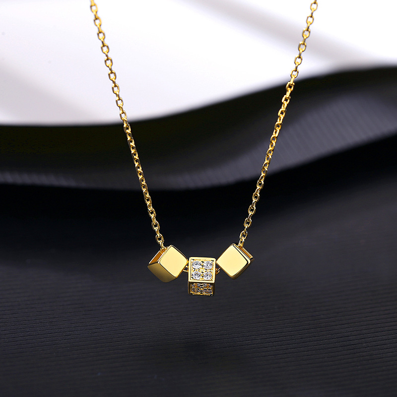 Cz 14K Gold Plated Double Luxury Love Sterling Silver Necklace