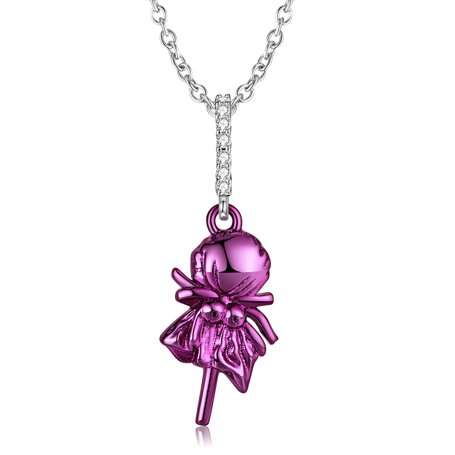Cz Lovely Purple Lollipop Sterling Silver Necklace