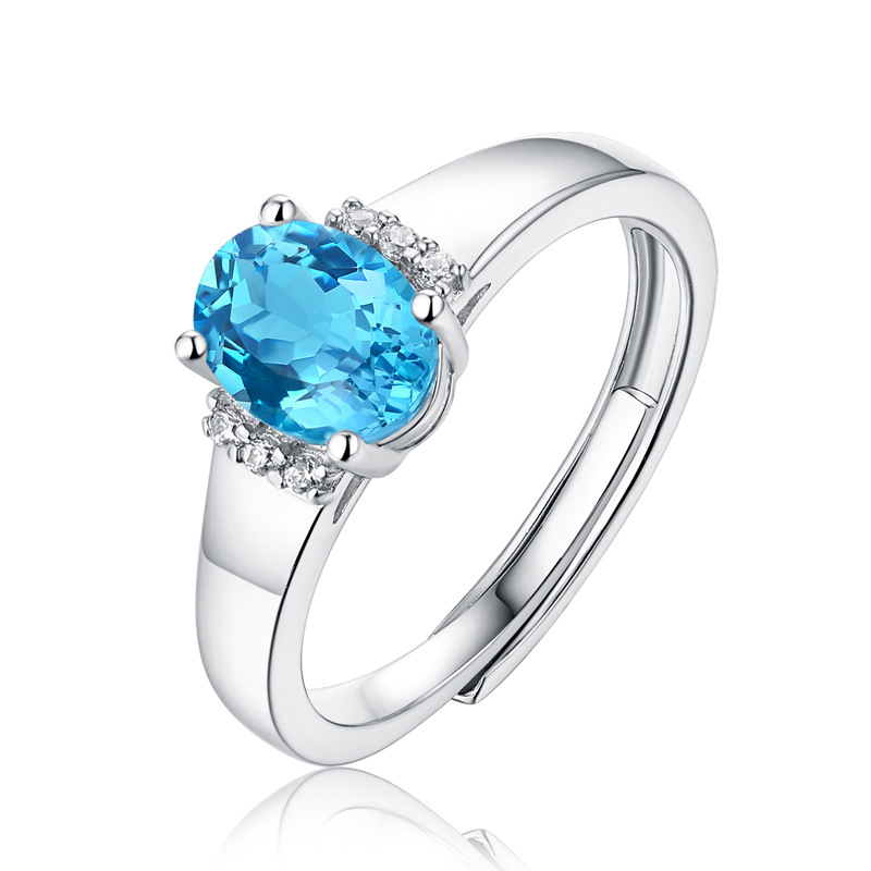 1.6 Ct Topaz Sapphire Sterling Silver Ring