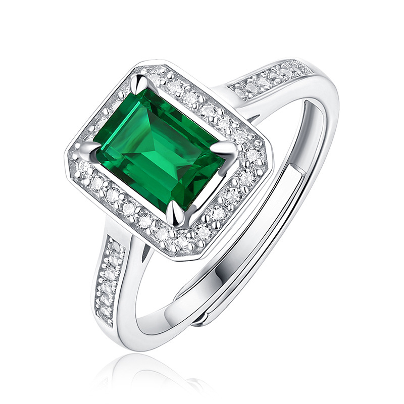 Emerald Green Nurturing Inlaid Sterling Silver Ring