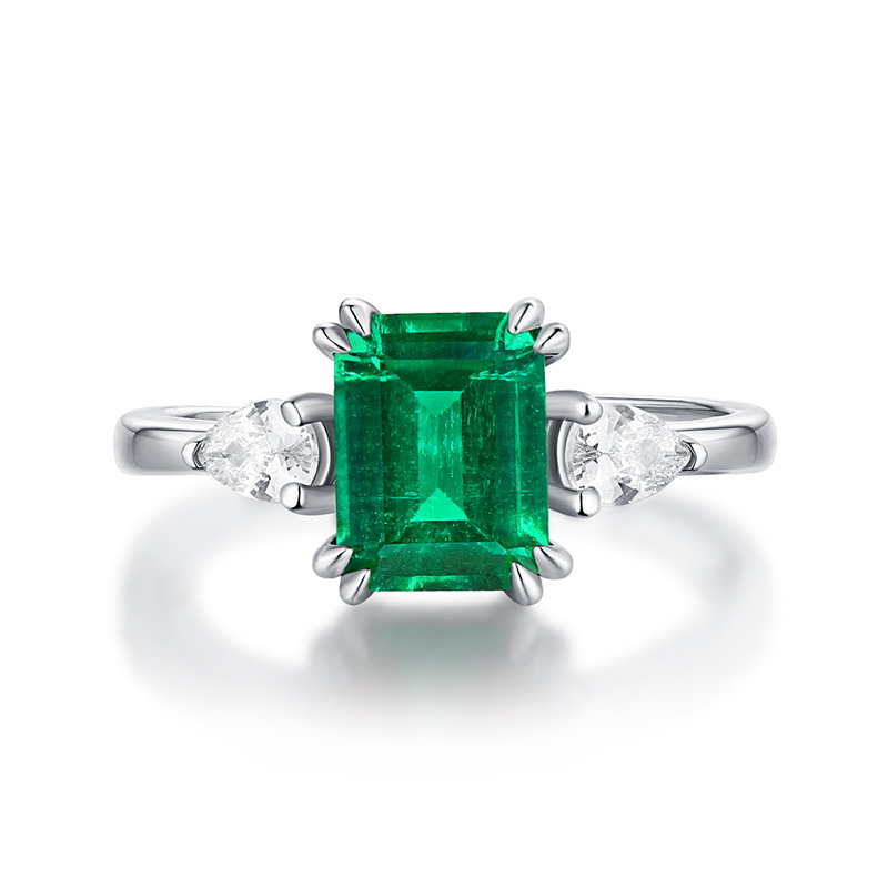 Emerald Green Cultivate Inlaid Sterling Silver Ring