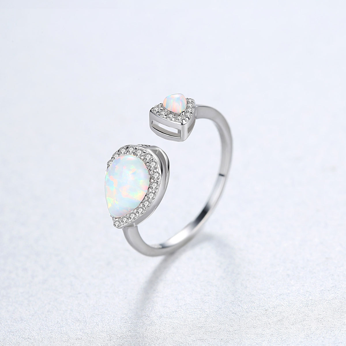 Sterling Silver Multicoloured Opal  Ring