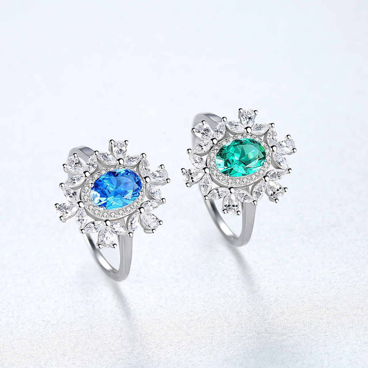 Precious Blue Stone Sterling Silver Rings