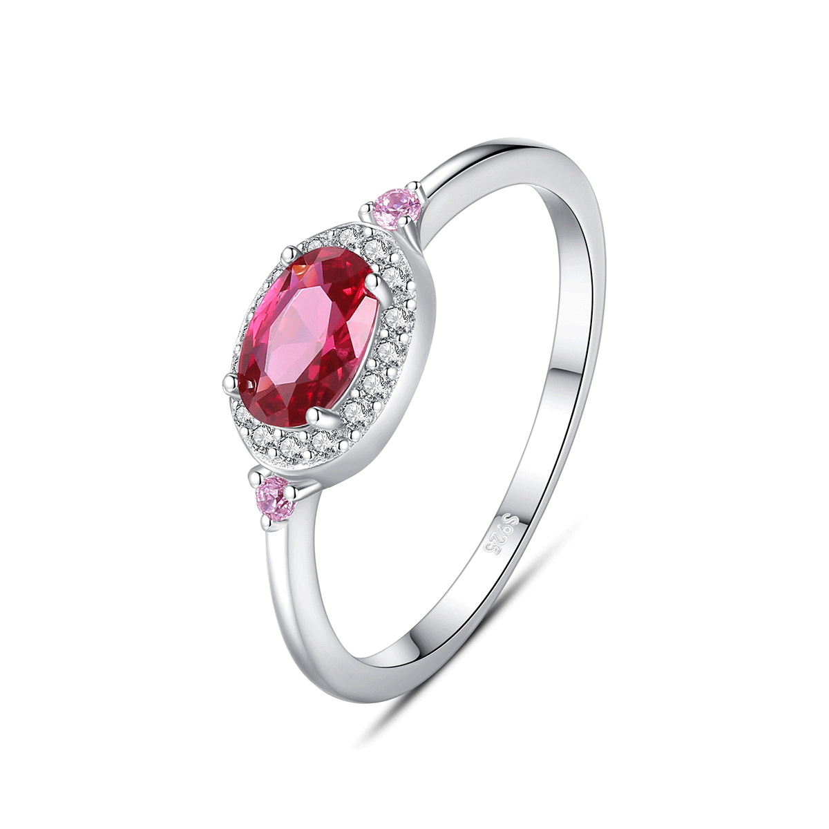 Cz Vintage Red Ruby Sterling Silver Rings