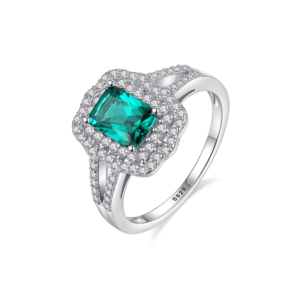 3A Cz Green Emerald Sterling Silver Ring