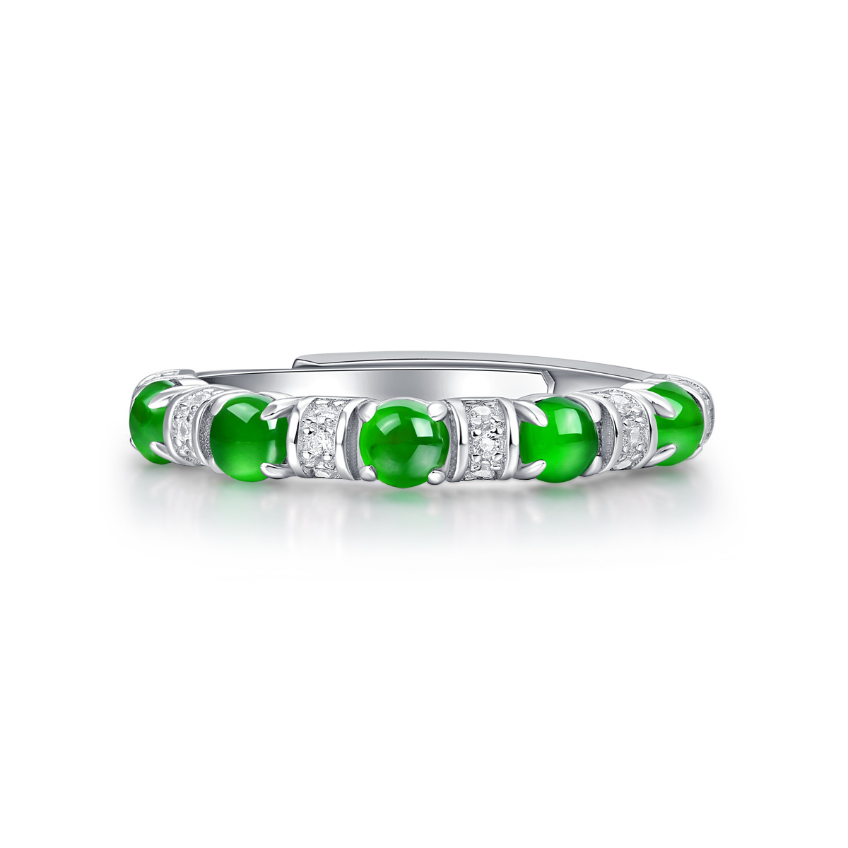Inlaid Natural Jade Exquisite Sterling Silver Ring
