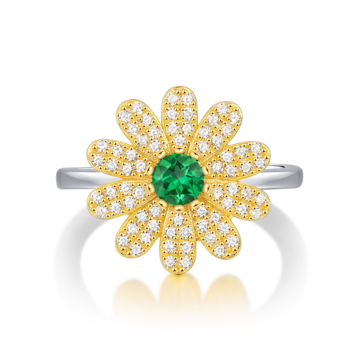 Nurturing Green Emerald Sterling Silver Ring