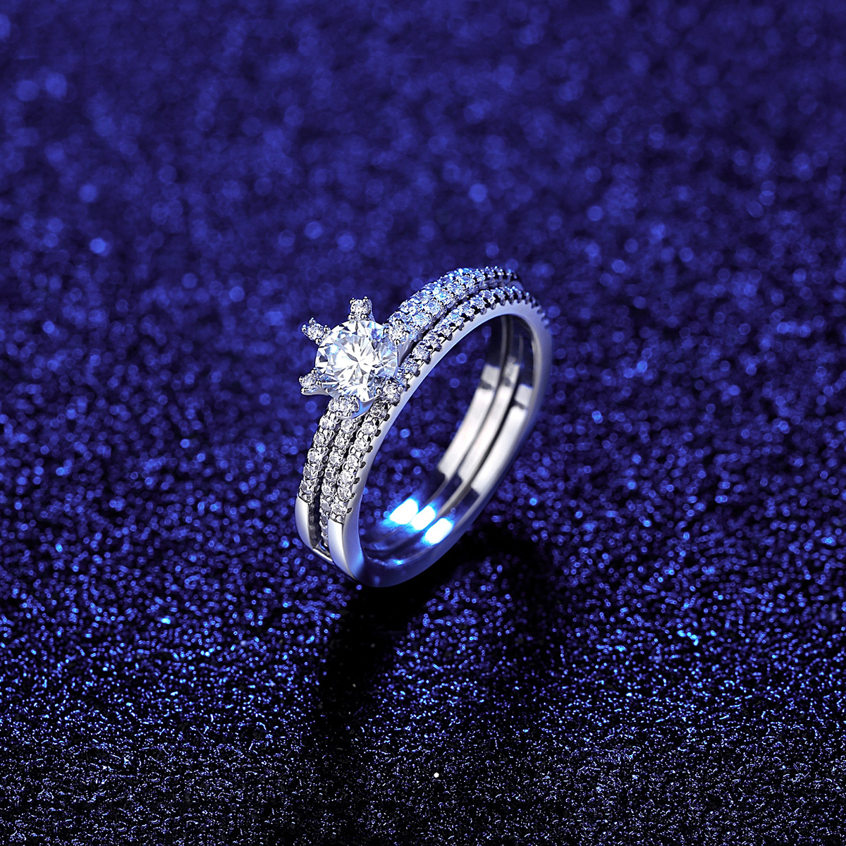 .5 Ct Moissanite Diamond Sterling Silver Stacks  Ring
