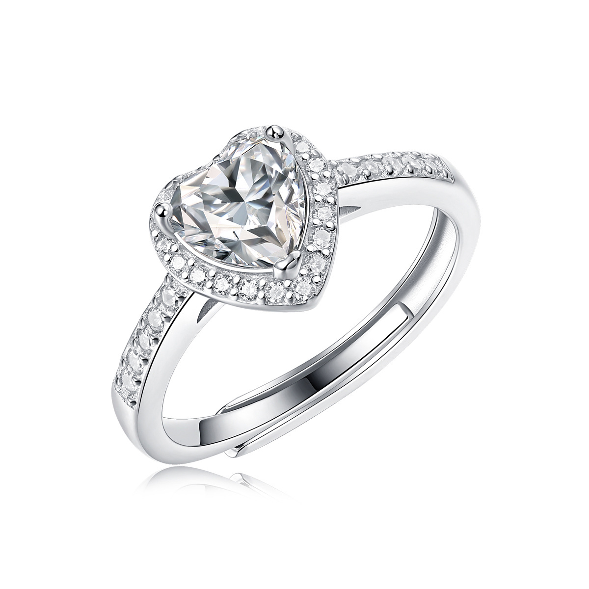 1 Ct  Moissanite Diamond Sterling Silver Heartshape Ring