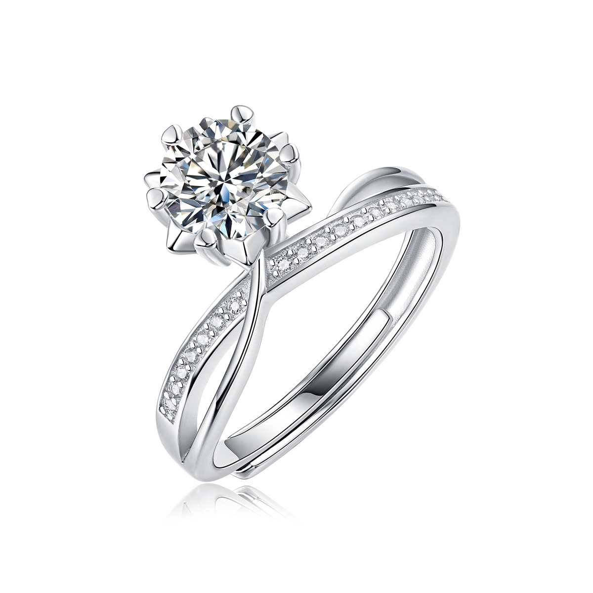 1 Ct Moissanite Diamond Sterling Silver Sparkling Ring