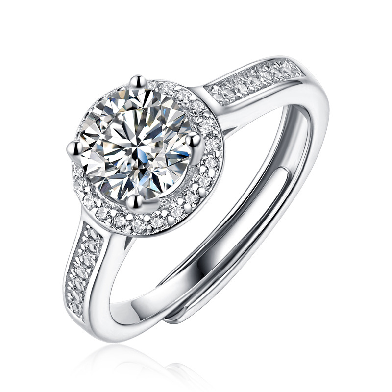 1 Ct Moissanite Diamond Sterling Silver Sparkling Ring